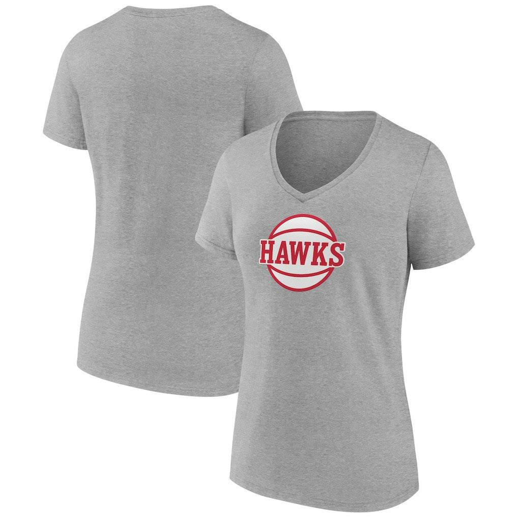 Gray Atlanta Hawks Women's Alternate Logo V-Neck T-Shirt | NBA