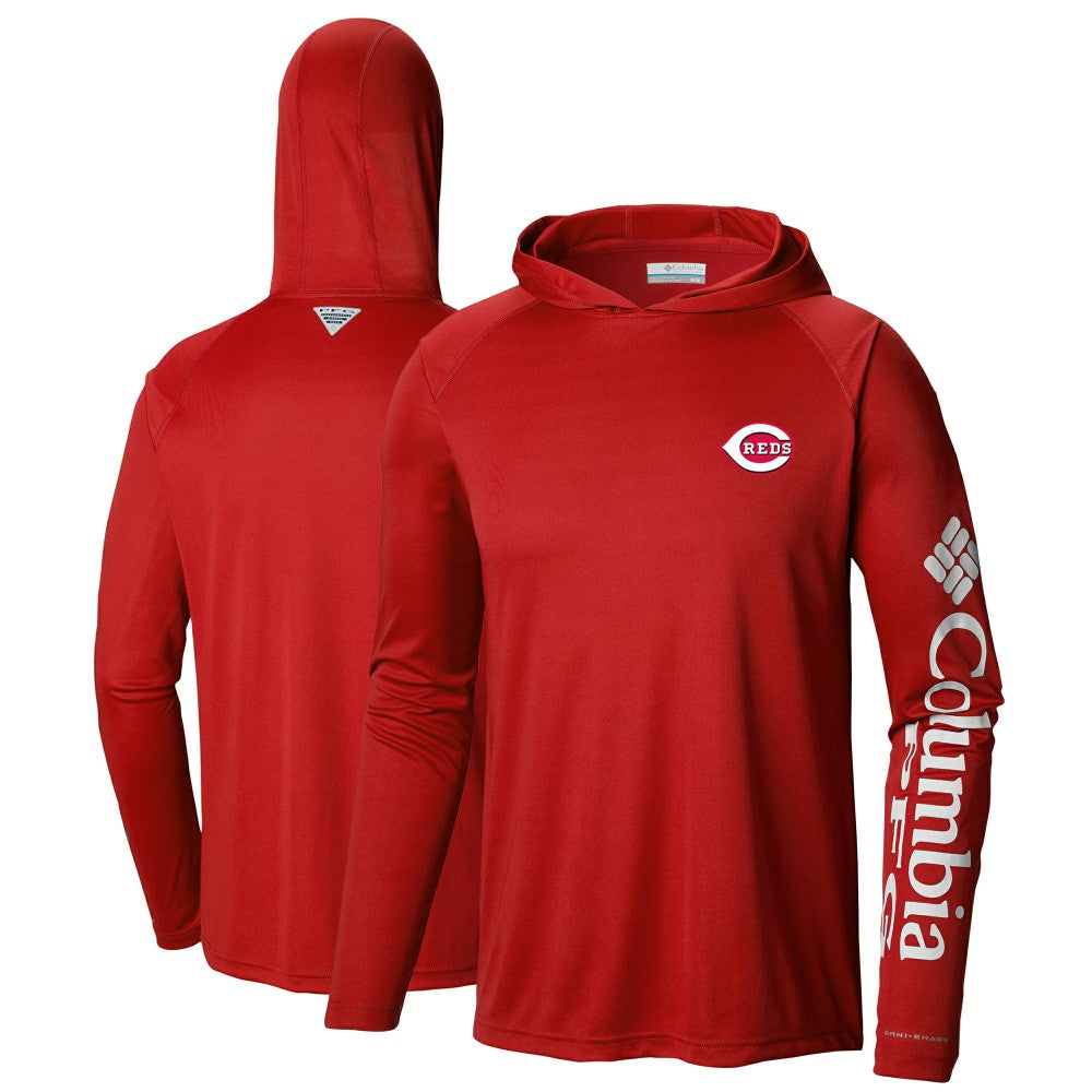 Cincinnati Reds Columbia Terminal Tackle Long Sleeve Hoodie T-Shirt - MLB Hoodies