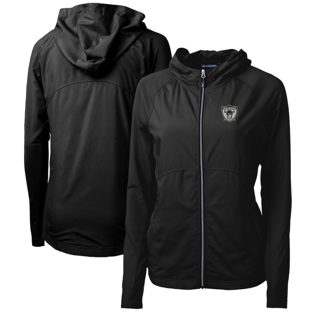 Las Vegas Raiders Cutter & Buck Women's Throwback Logo Adapt Eco Knit Hybrid Recycled Full-Zip Hoodie | NFL Outlet