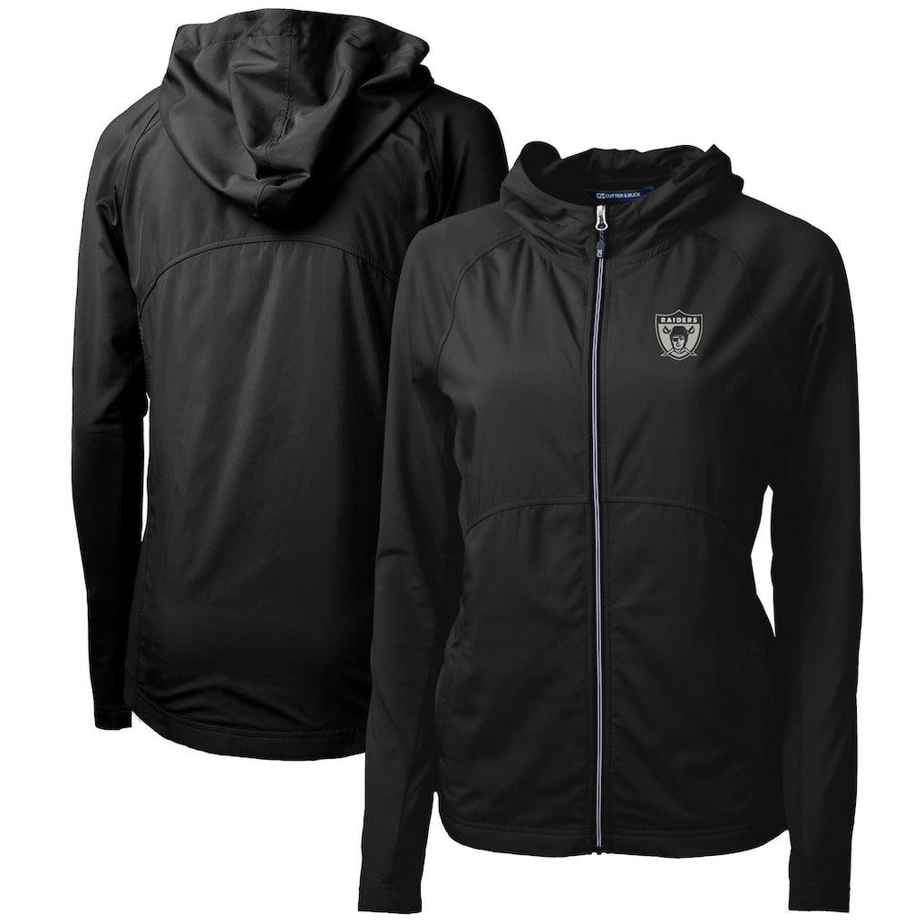 Las Vegas Raiders Cutter & Buck Women's Throwback Logo Adapt Eco Knit Hybrid Recycled Full-Zip Hoodie | NFL Outlet