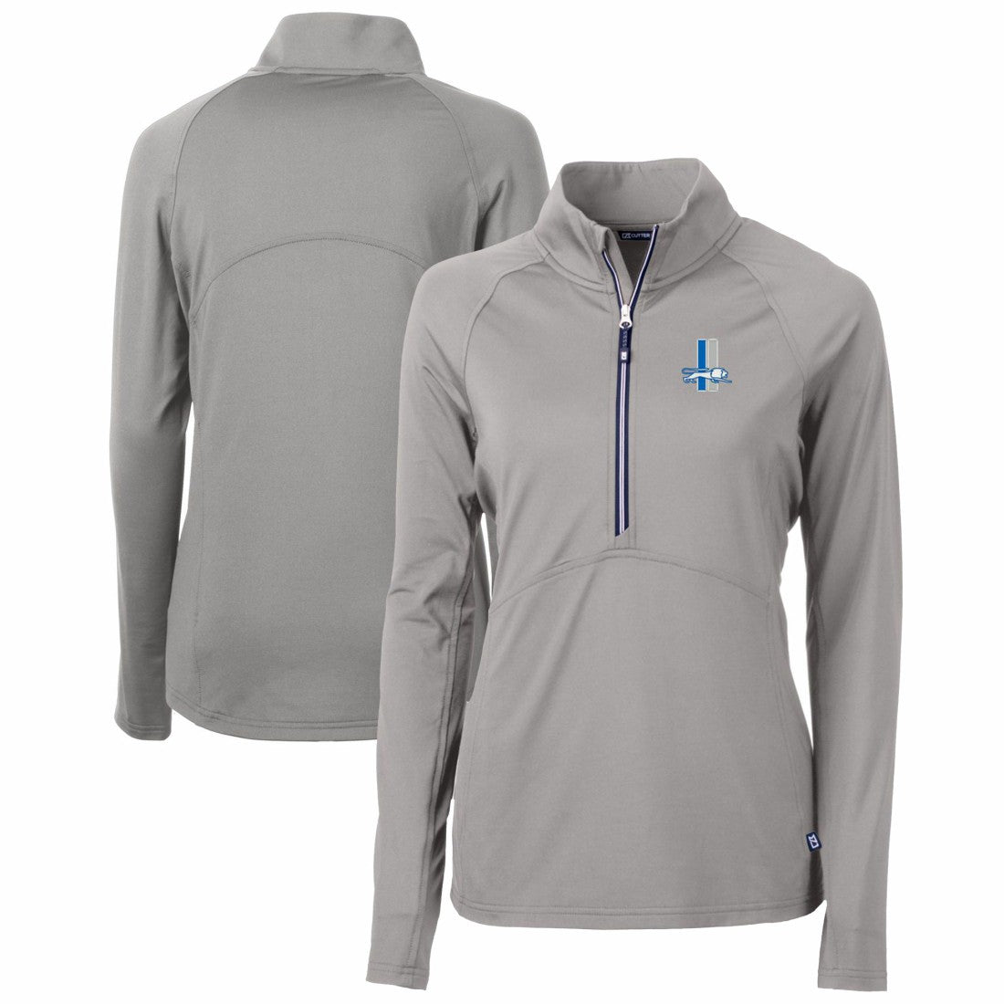 Detroit Lions Cutter & Buck Women's Throwback Logo Adapt Eco Knit Stretch Recycled Half-Zip Pullover Top | NFL Online