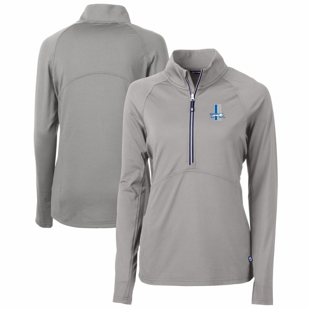 Detroit Lions Cutter & Buck Women's Throwback Logo Adapt Eco Knit Stretch Recycled Half-Zip Pullover Top | NFL Online