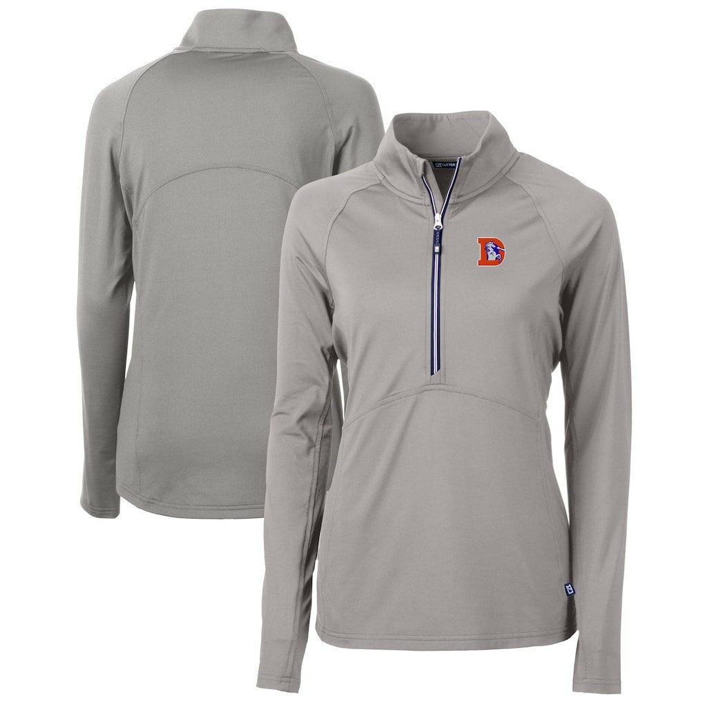 Denver Broncos Cutter & Buck Women's Throwback Logo Adapt Eco Knit Stretch Recycled Half-Zip Pullover Top | NFL Discount