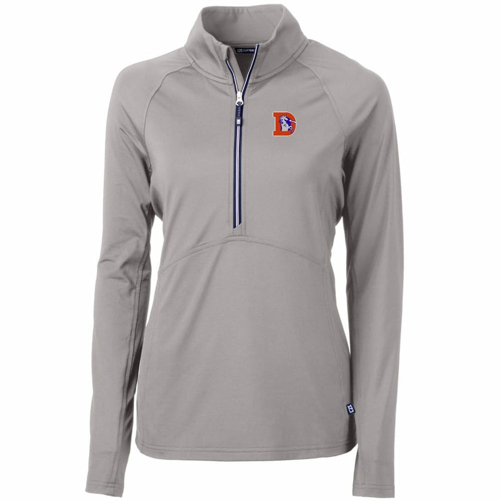 Denver Broncos Cutter & Buck Women's Throwback Logo Adapt Eco Knit Stretch Recycled Half-Zip Pullover Top | NFL Discount
