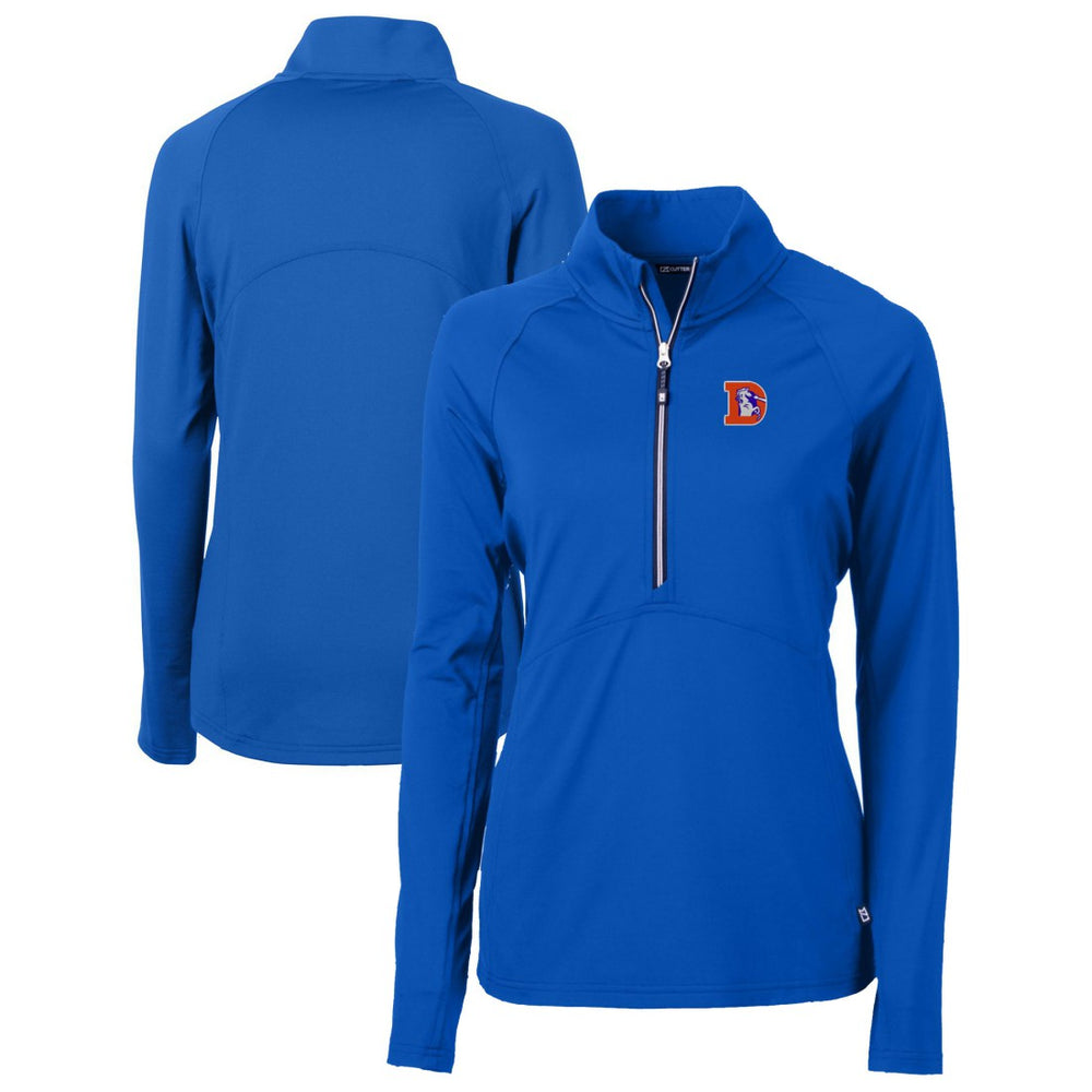 Denver Broncos Cutter & Buck Women's Throwback Logo Adapt Eco Knit Stretch Recycled Half-Zip Pullover Top | NFL Online