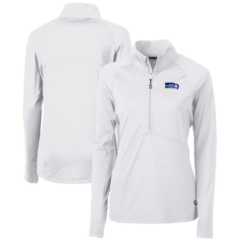 Seattle Seahawks Cutter & Buck Women's Throwback Logo Adapt Eco Knit Stretch Recycled Half-Zip Pullover Top | NFL Online