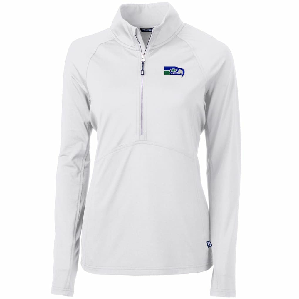 Seattle Seahawks Cutter & Buck Women's Throwback Logo Adapt Eco Knit Stretch Recycled Half-Zip Pullover Top | NFL Online