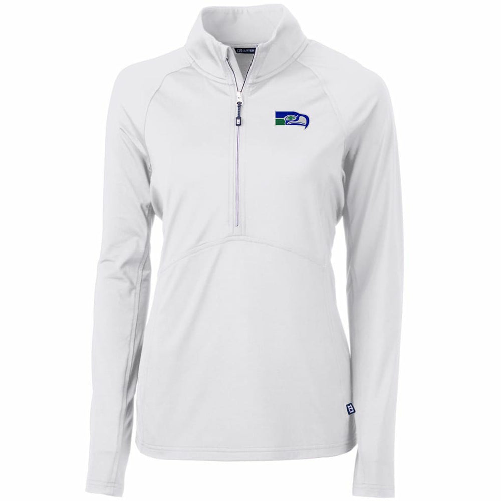 Seattle Seahawks Cutter & Buck Women's Throwback Logo Adapt Eco Knit Stretch Recycled Half-Zip Pullover Top | NFL Online
