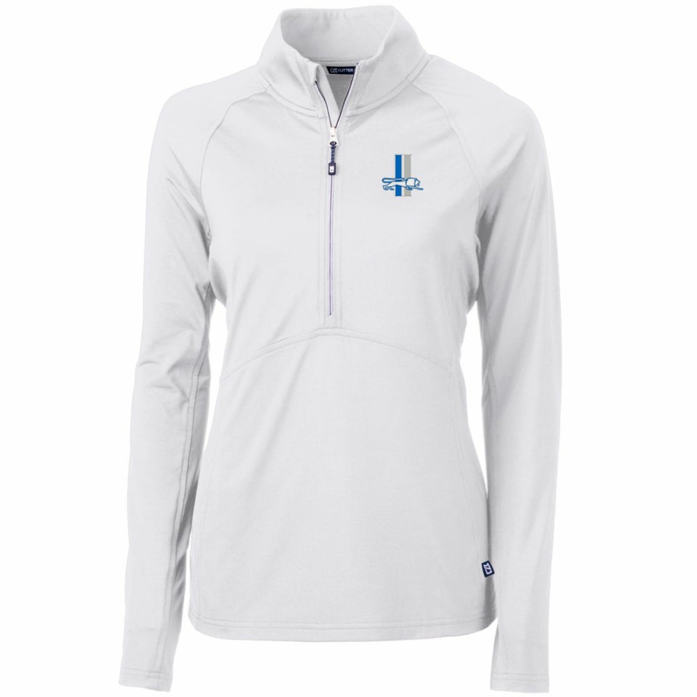 Detroit Lions Cutter & Buck Women's Throwback Logo Adapt Eco Knit Stretch Recycled Half-Zip Pullover Top | NFL Sale