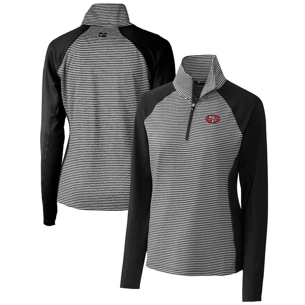 San Francisco 49ers Cutter & Buck Women's Throwback Logo Forge Tonal Stripe Stretch Half-Zip Pullover Top | NFL Discount