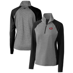 San Francisco 49ers Cutter & Buck Women's Throwback Logo Forge Tonal Stripe Stretch Half-Zip Pullover Top | NFL Discount