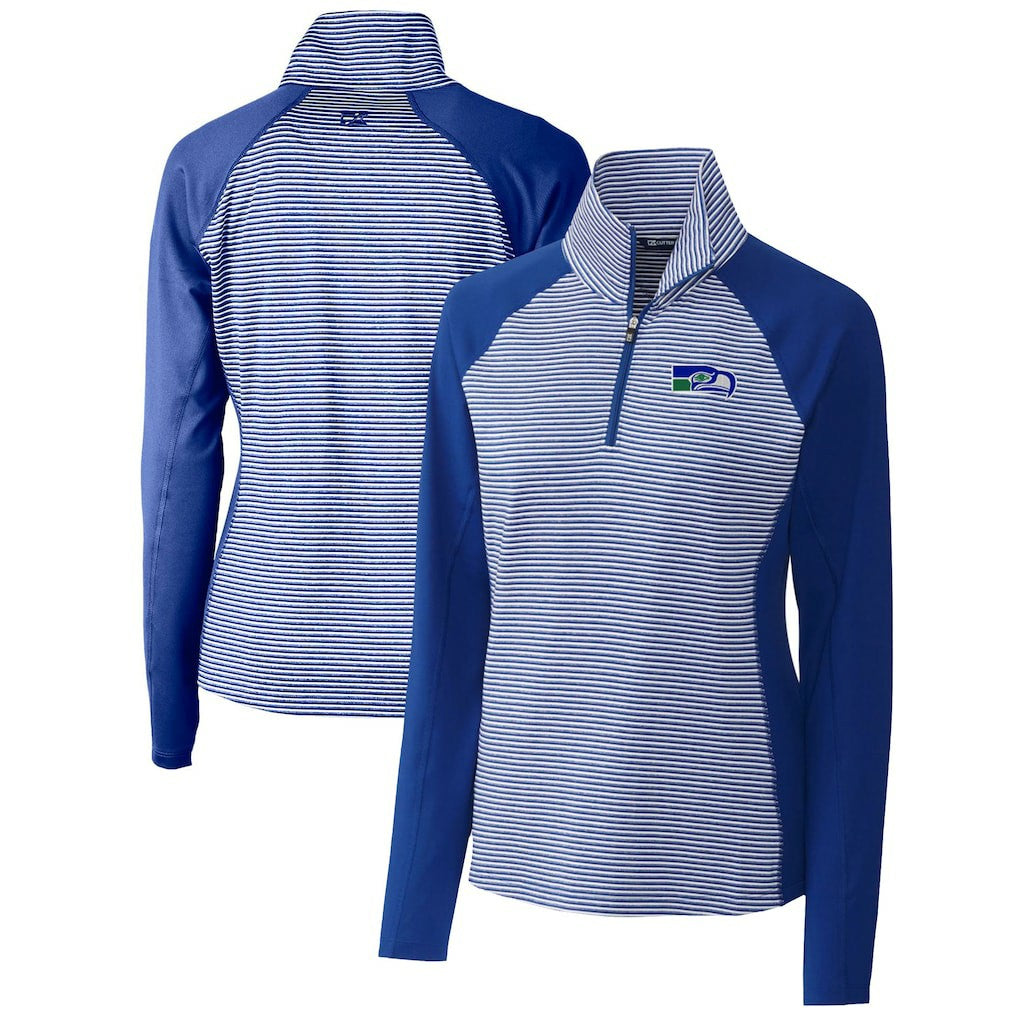 Seattle Seahawks Cutter & Buck Women's Throwback Logo Forge Tonal Stripe Stretch Half-Zip Pullover Top | NFL Sale