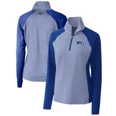 Seattle Seahawks Cutter & Buck Women's Throwback Logo Forge Tonal Stripe Stretch Half-Zip Pullover Top | NFL Sale
