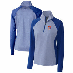 Denver Broncos Cutter & Buck Women's Throwback Logo Forge Tonal Stripe Stretch Half-Zip Pullover Top | NFL Sale