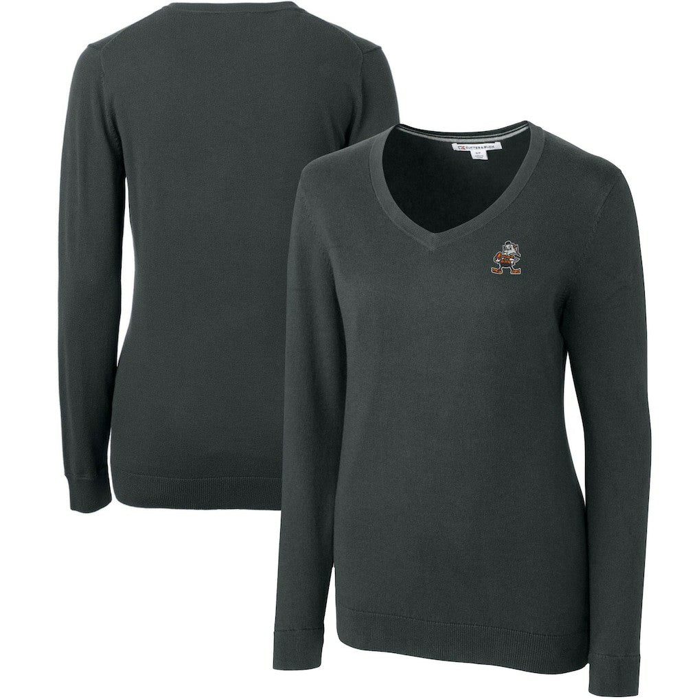 Cleveland Browns Cutter & Buck Women's Throwback Logo Lakemont Tri-Blend V-Neck Sweater | NFL Sale