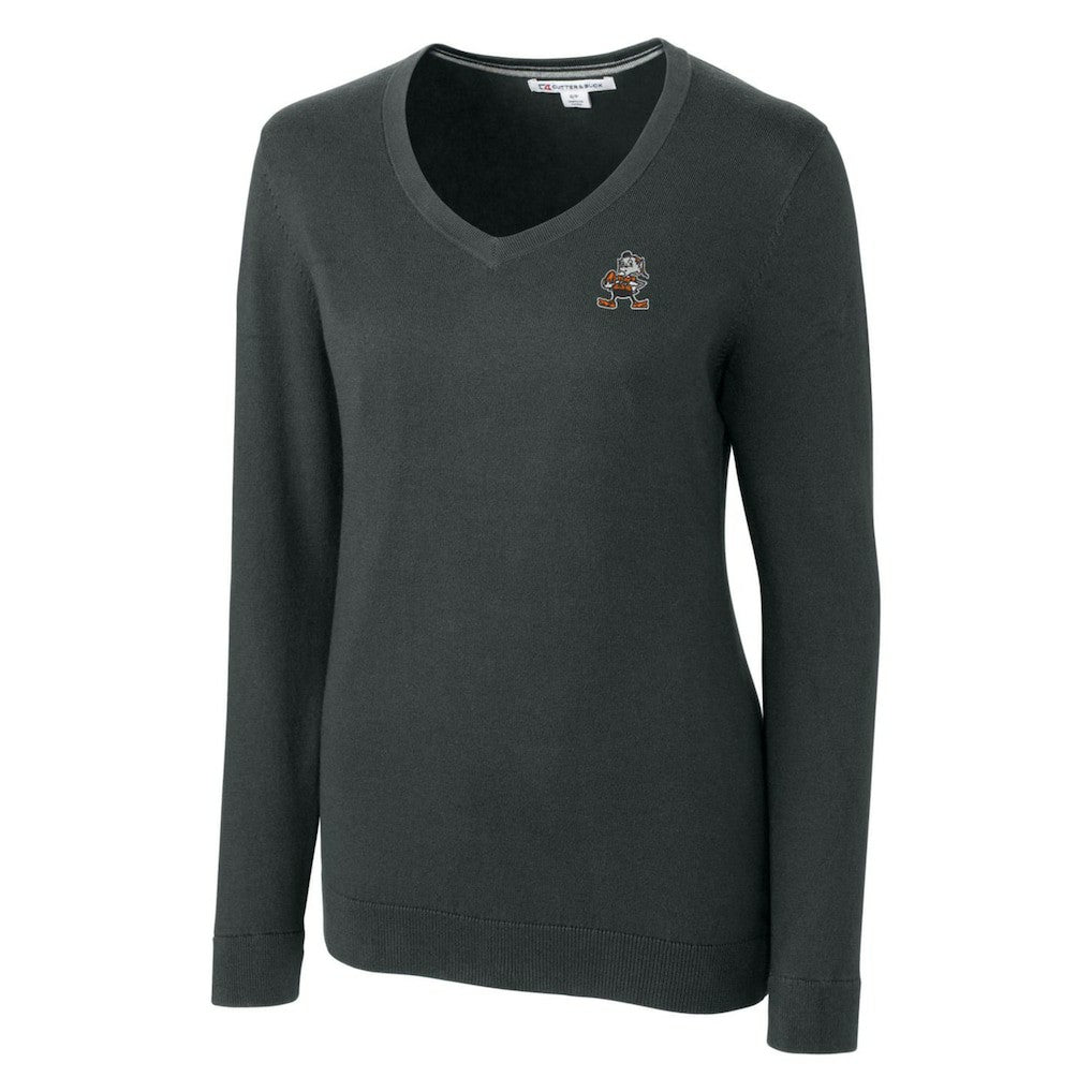 Cleveland Browns Cutter & Buck Women's Throwback Logo Lakemont Tri-Blend V-Neck Sweater | NFL Sale