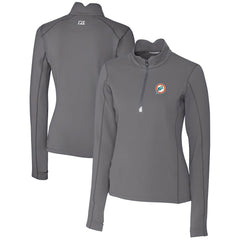 Miami Dolphins Cutter & Buck Women's Throwback Logo Traverse Stretch Quarter-Zip Pullover Top | NFL Hot