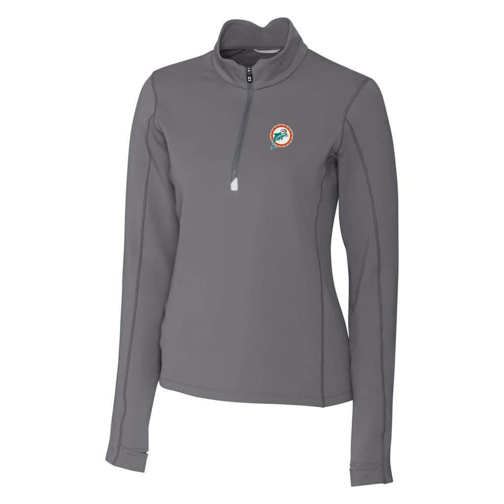 Miami Dolphins Cutter & Buck Women's Throwback Logo Traverse Stretch Quarter-Zip Pullover Top | NFL Hot