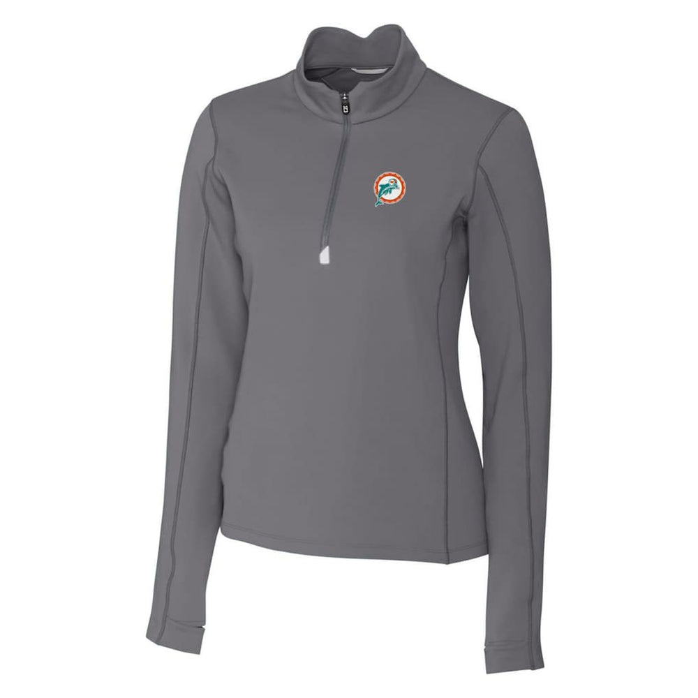 Miami Dolphins Cutter & Buck Women's Throwback Logo Traverse Stretch Quarter-Zip Pullover Top | NFL Hot