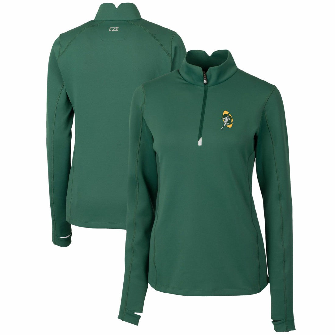 Green Bay Packers Cutter & Buck Women's Throwback Logo Traverse Stretch Quarter-Zip Pullover Top | NFL Online
