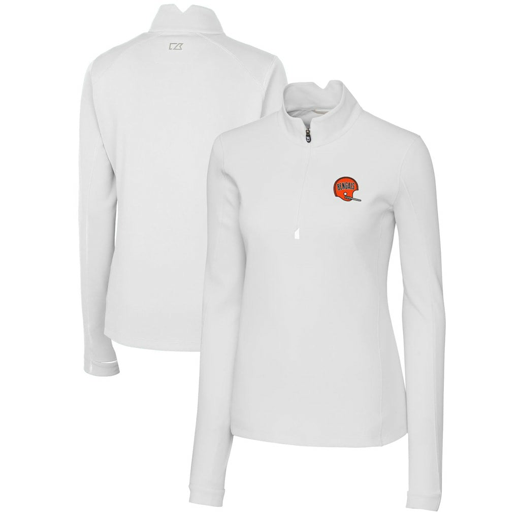 Cincinnati Bengals Cutter & Buck Women's Throwback Logo Traverse Stretch Quarter-Zip Pullover Top | NFL Outlet