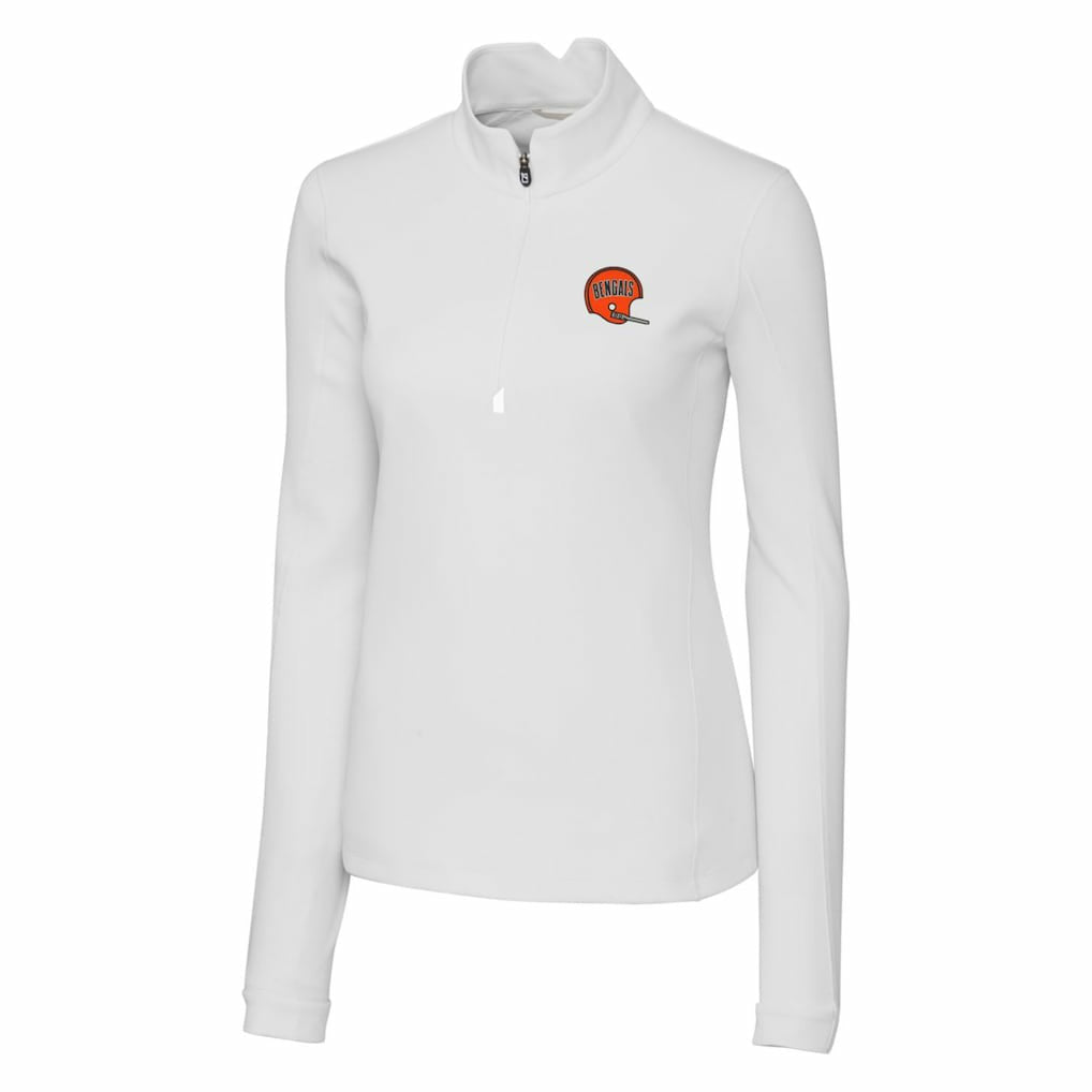 Cincinnati Bengals Cutter & Buck Women's Throwback Logo Traverse Stretch Quarter-Zip Pullover Top | NFL Outlet