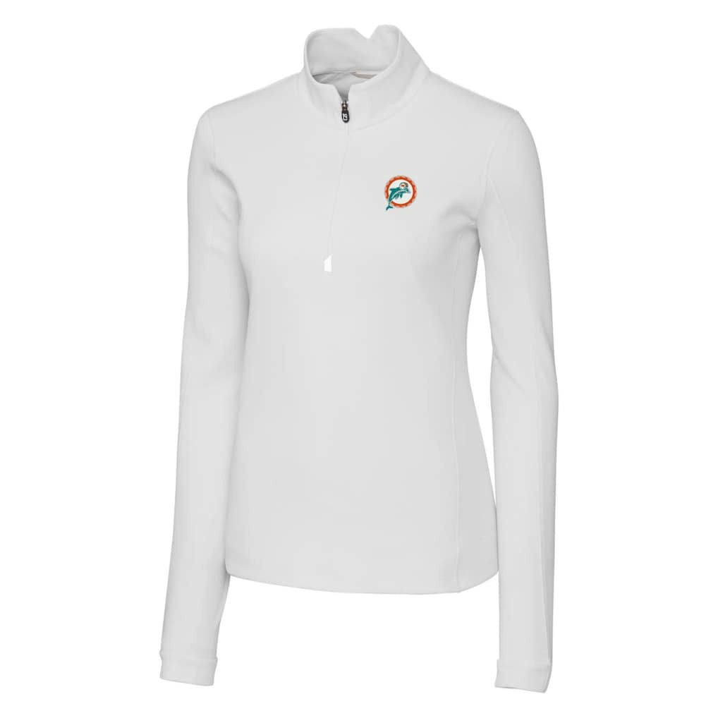 Miami Dolphins Cutter & Buck Women's Throwback Logo Traverse Stretch Quarter-Zip Pullover Top | NFL Sale