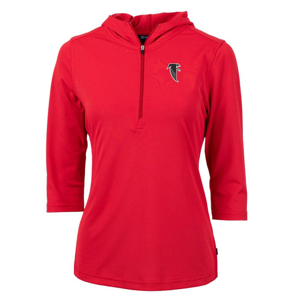 Atlanta Falcons Cutter & Buck Women's Throwback Logo Virtue Eco Pique 3/4 Sleeve Half-Zip Pullover Hoodie | NFL Hot