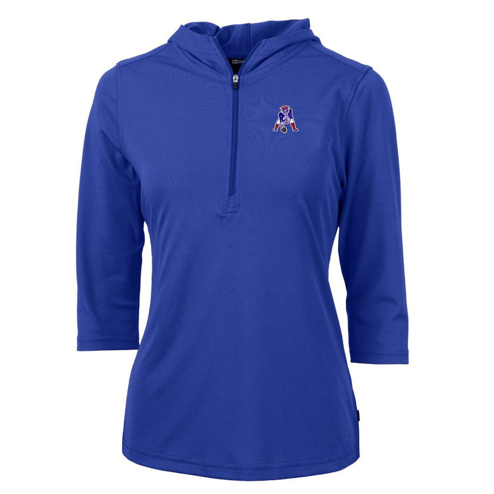 New England Patriots Cutter & Buck Women's Throwback Logo Virtue Eco Pique 3/4 Sleeve Half-Zip Pullover Hoodie | NFL Online