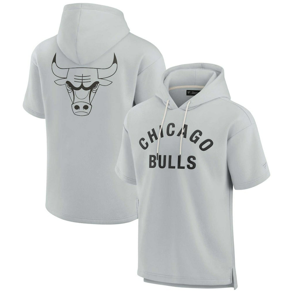 Gray Chicago Bulls Unisex Elements Super Soft Fleece Short Sleeve Pullover Hoodie sale | NBA
