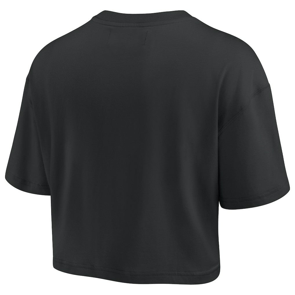Black Philadelphia 76ers Women's Elements Super Soft Boxy Cropped T-Shirt | NBA