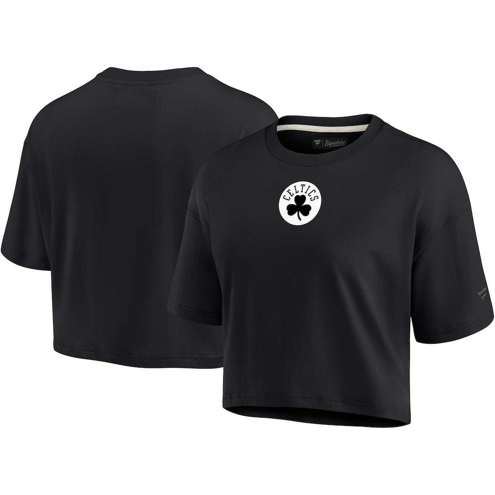 Black Boston Celtics Women's Elements Super Soft Boxy Cropped T-Shirt | NBA