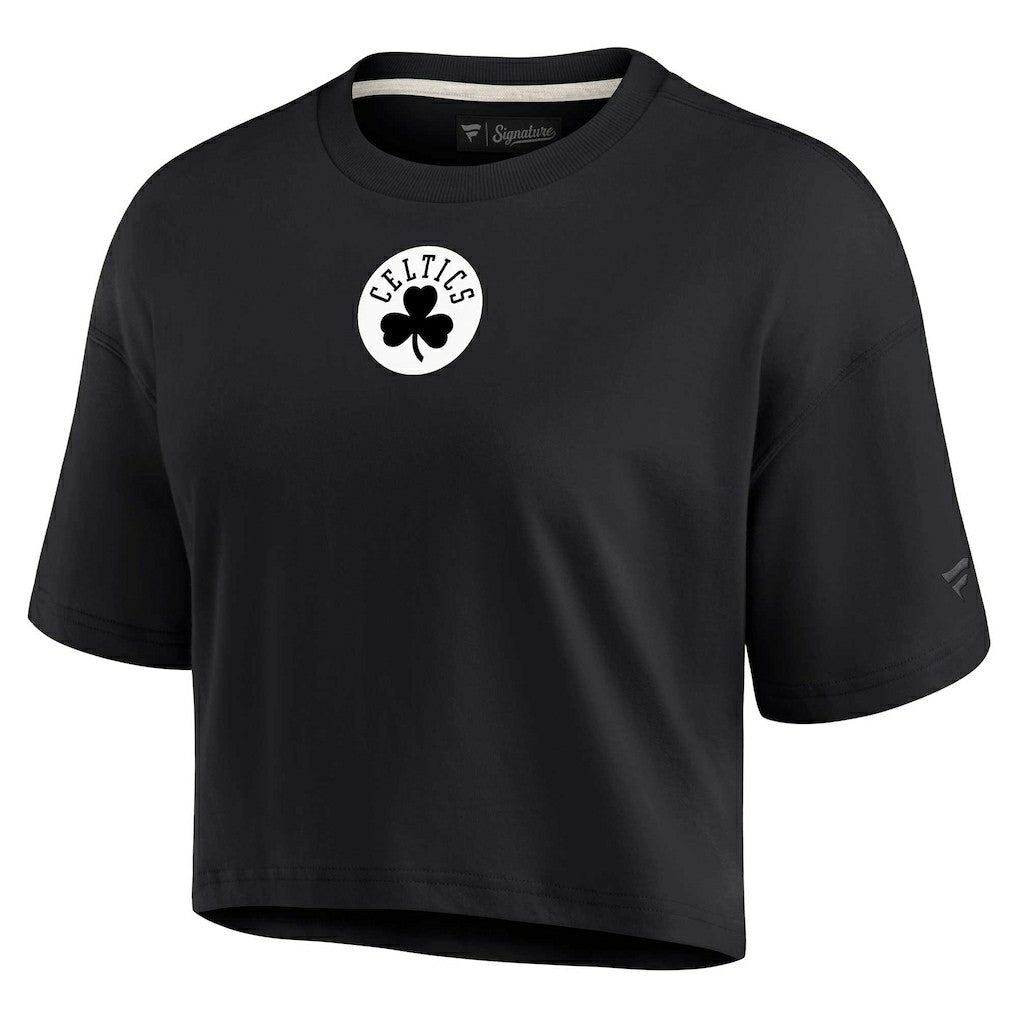 Black Boston Celtics Women's Elements Super Soft Boxy Cropped T-Shirt | NBA