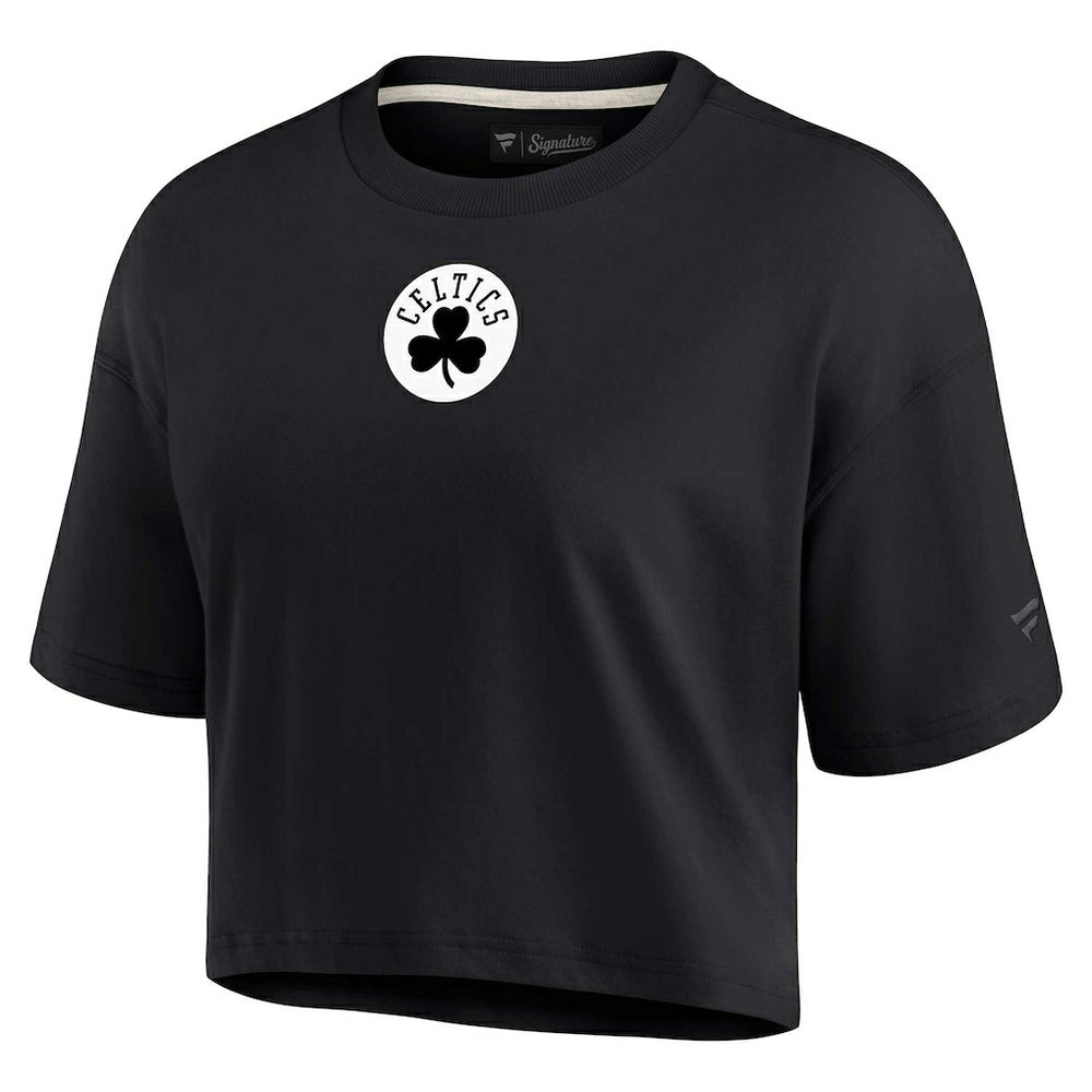 Black Boston Celtics Women's Elements Super Soft Boxy Cropped T-Shirt | NBA