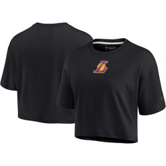 Black Los Angeles Lakers Women's Elements Super Soft Boxy Cropped T-Shirt | NBA