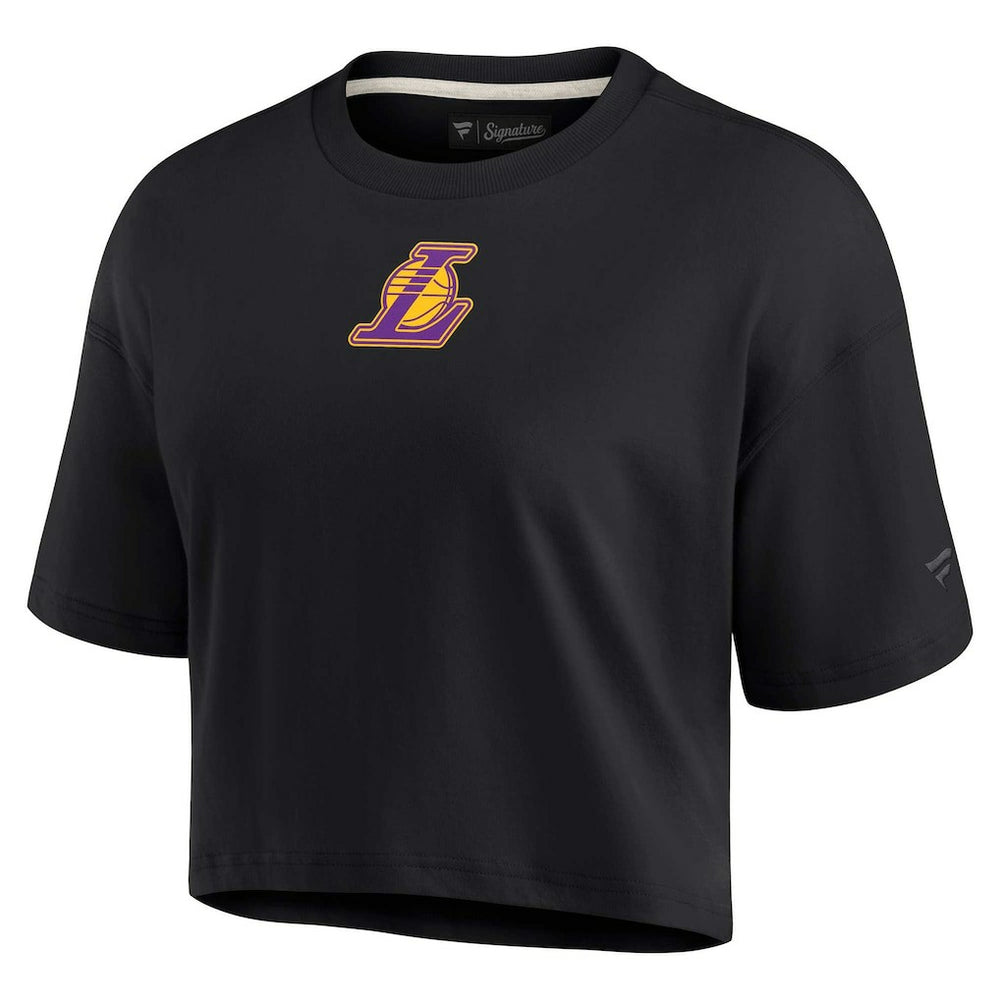 Black Los Angeles Lakers Women's Elements Super Soft Boxy Cropped T-Shirt | NBA