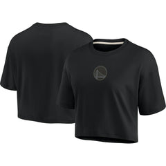 Black Golden State Warriors Women's Elements Super Soft Boxy Cropped T-Shirt sale | NBA