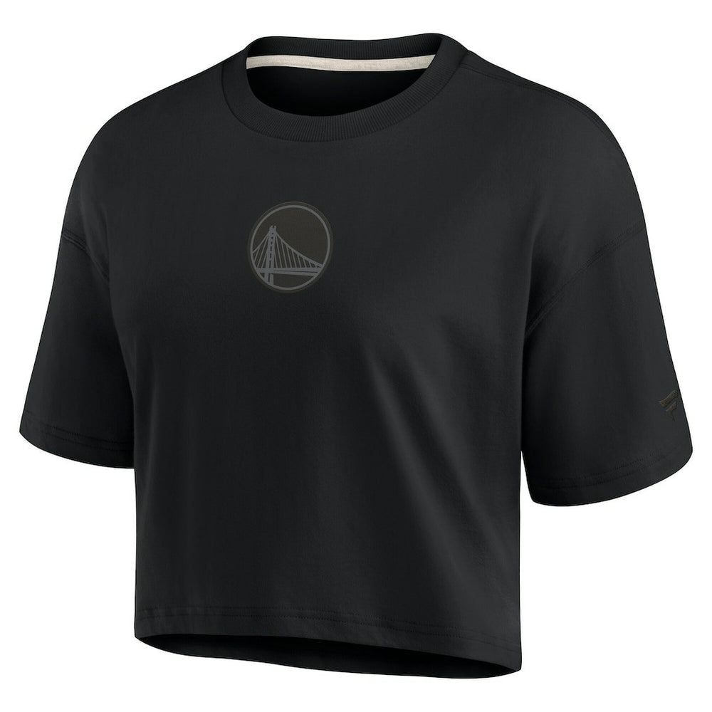 Black Golden State Warriors Women's Elements Super Soft Boxy Cropped T-Shirt sale | NBA