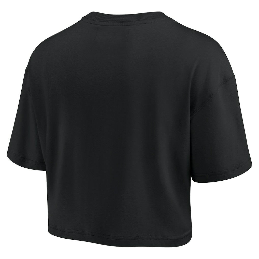 Black Golden State Warriors Women's Elements Super Soft Boxy Cropped T-Shirt sale | NBA