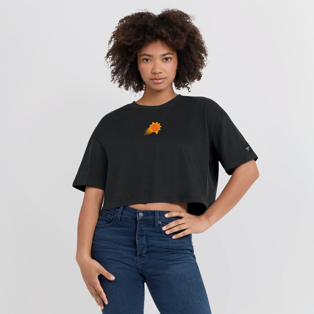Black Phoenix Suns Women's Elements Super Soft Boxy Cropped T-Shirt | NBA