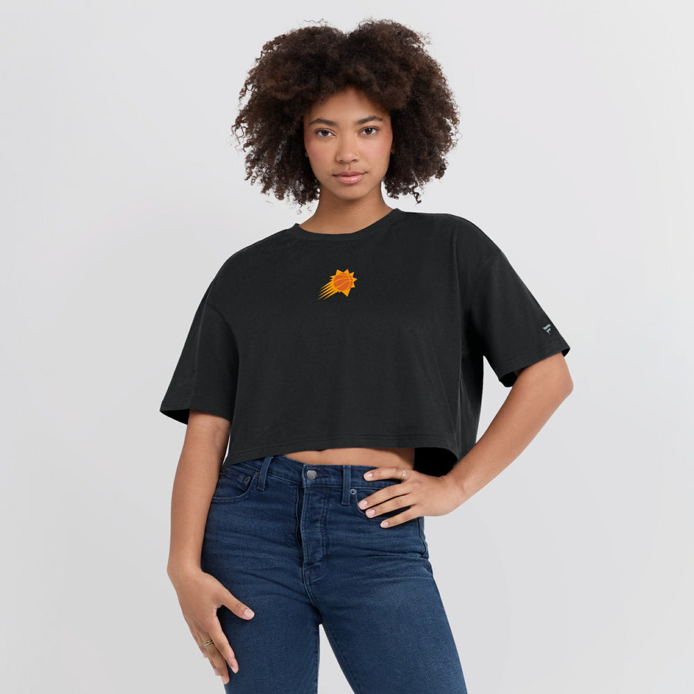 Black Phoenix Suns Women's Elements Super Soft Boxy Cropped T-Shirt | NBA