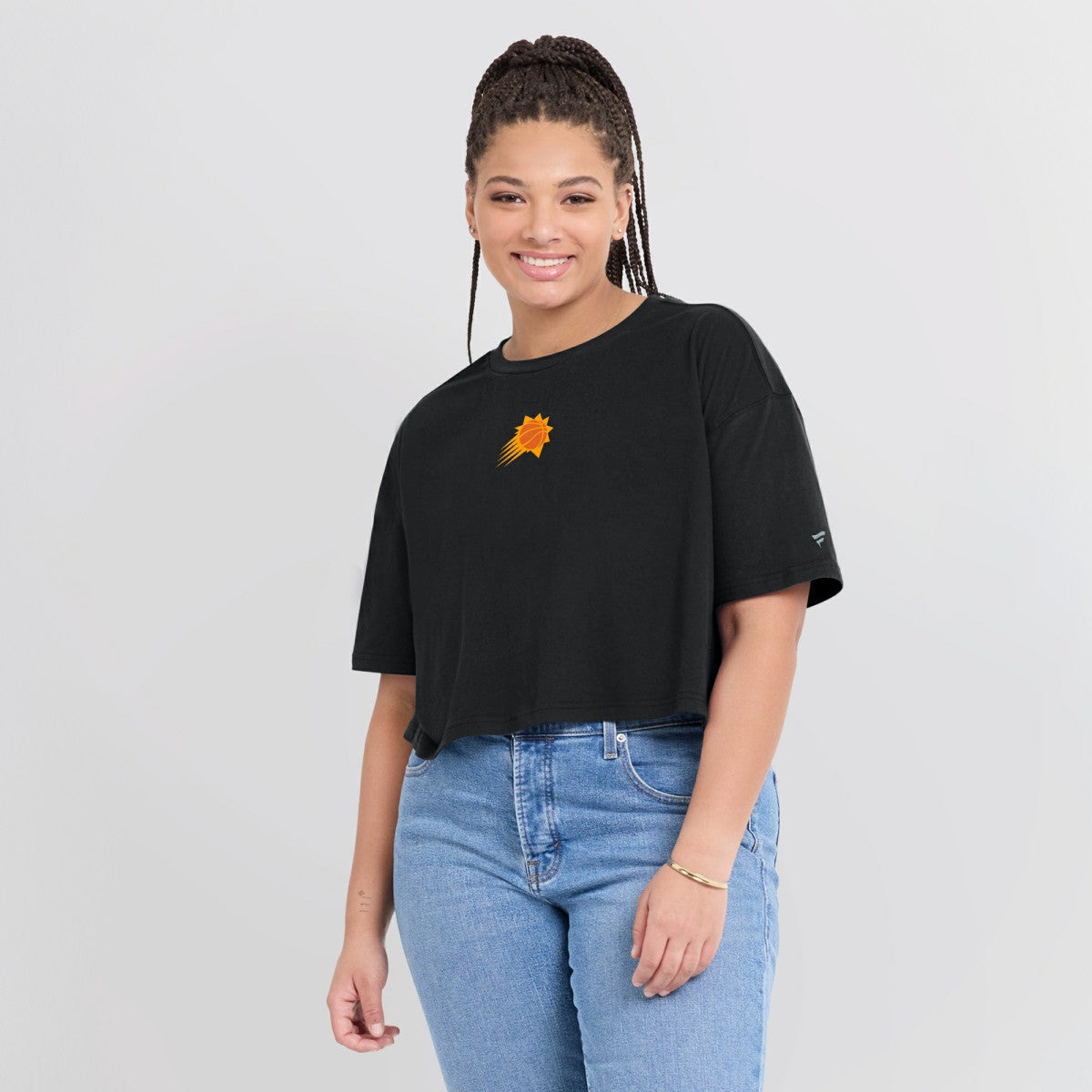 Black Phoenix Suns Women's Elements Super Soft Boxy Cropped T-Shirt | NBA