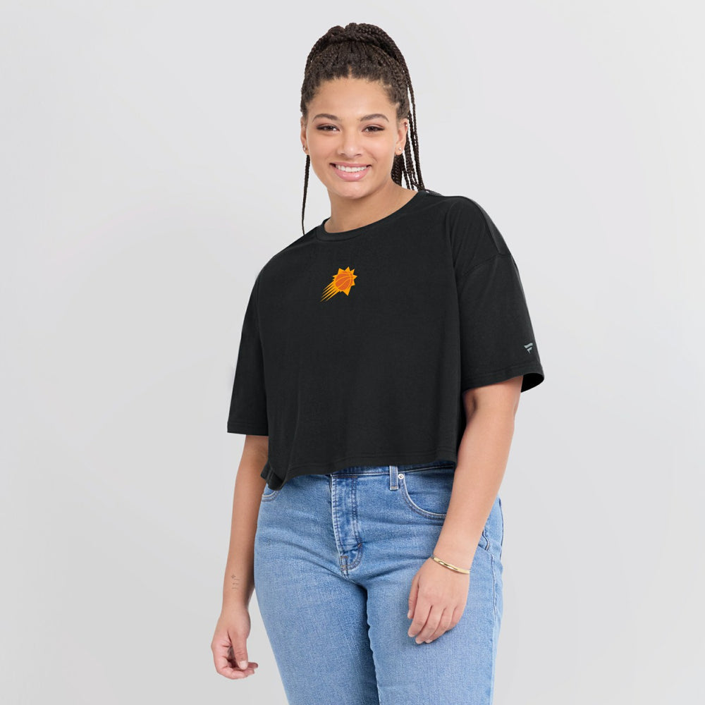 Black Phoenix Suns Women's Elements Super Soft Boxy Cropped T-Shirt | NBA