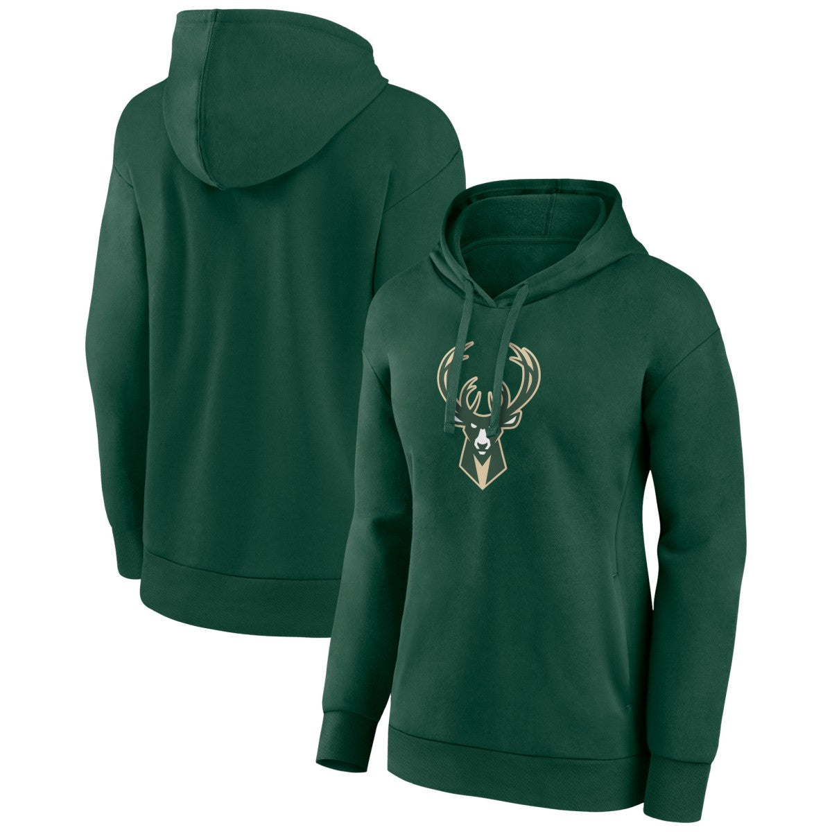 Hunter Green Milwaukee Bucks Women's Team Primary Logo Pullover Hoodie | NBA