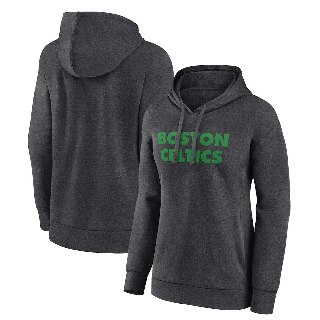 Charcoal Boston Celtics Women's Wordmark Alt Pullover Hoodie | NBA