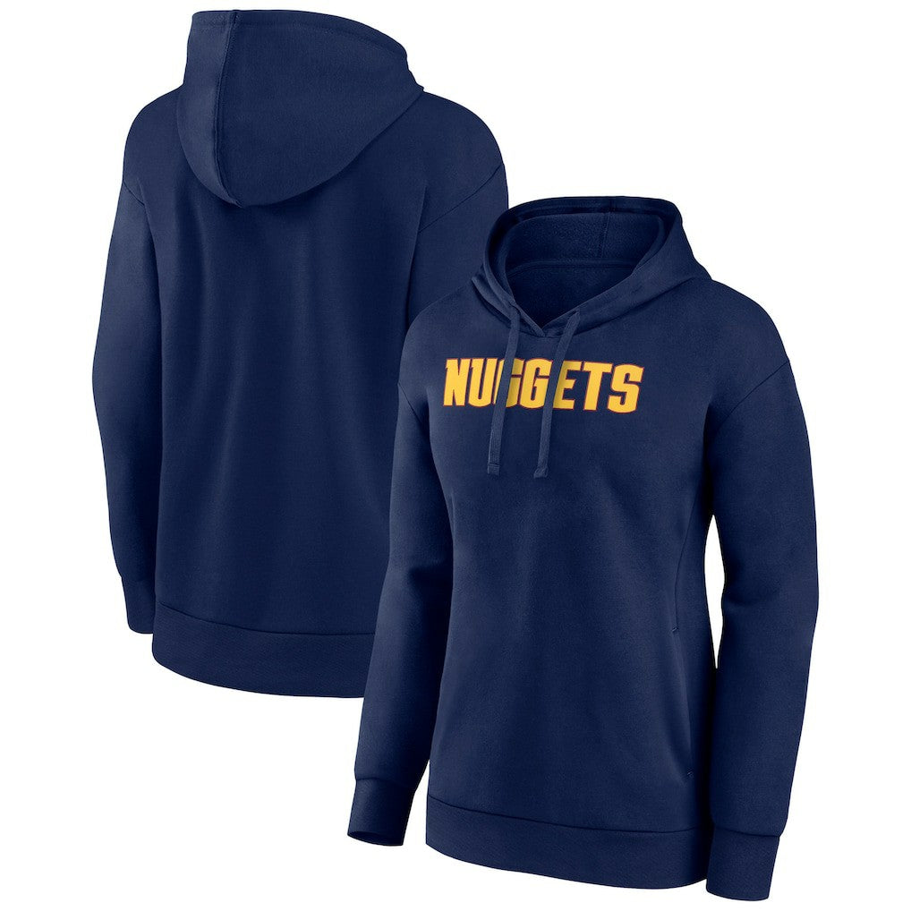 Navy Denver Nuggets Women's Wordmark Alt Pullover Hoodie sale | NBA
