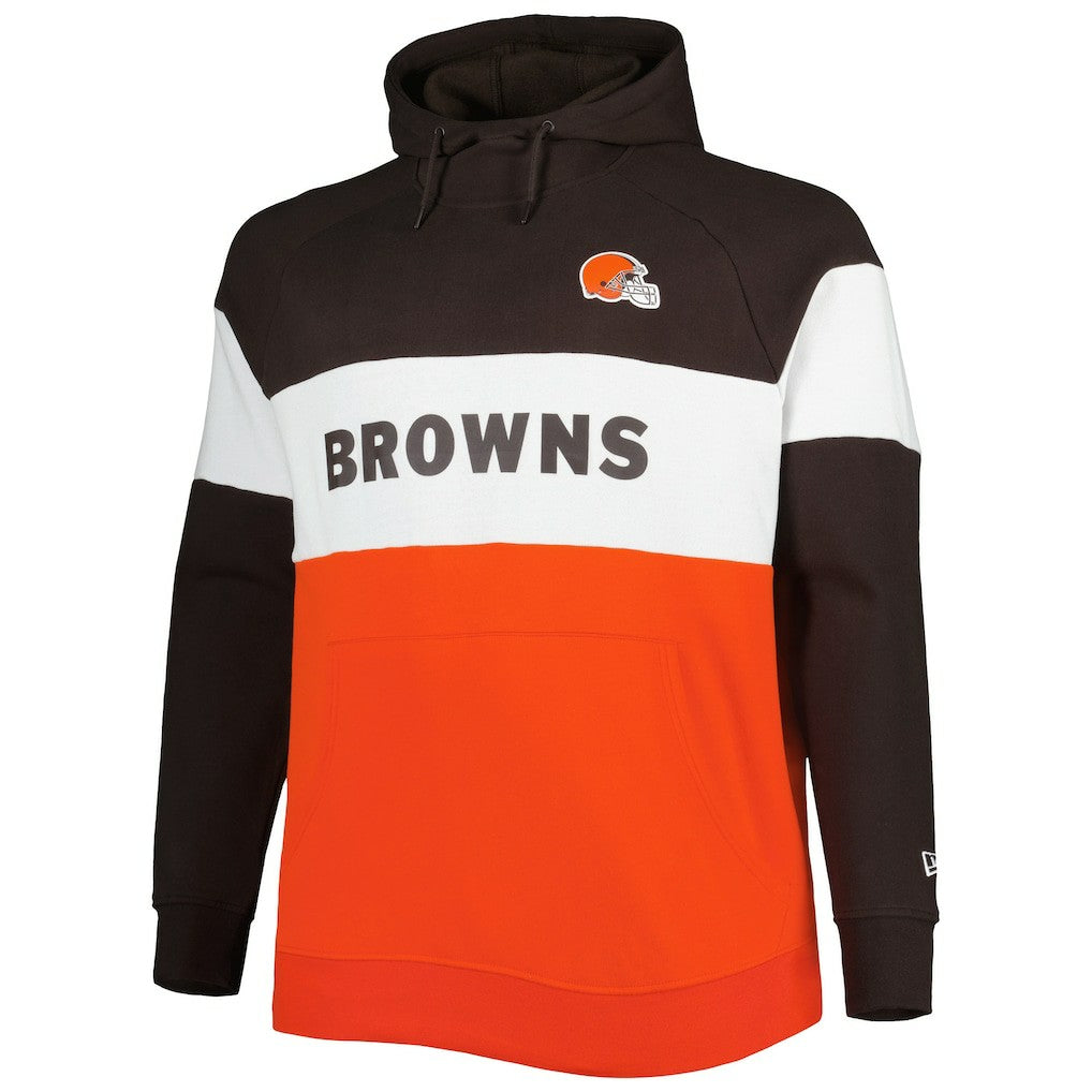 Cleveland Browns Big & Tall Current Colorblock Raglan Fleece Pullover Hoodie | NFL New