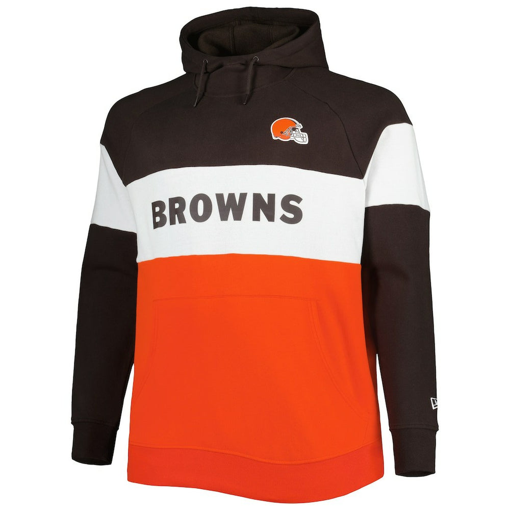 Cleveland Browns Big & Tall Current Colorblock Raglan Fleece Pullover Hoodie | NFL New