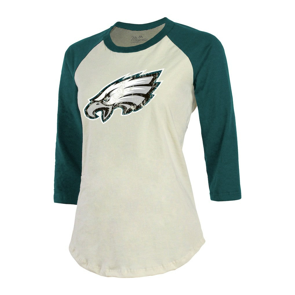 Philadelphia Eagles Jalen Hurts  Majestic Threads Women's Player Raglan Name & Number Fitted 3/4-Sleeve T-Shirt | NFL New
