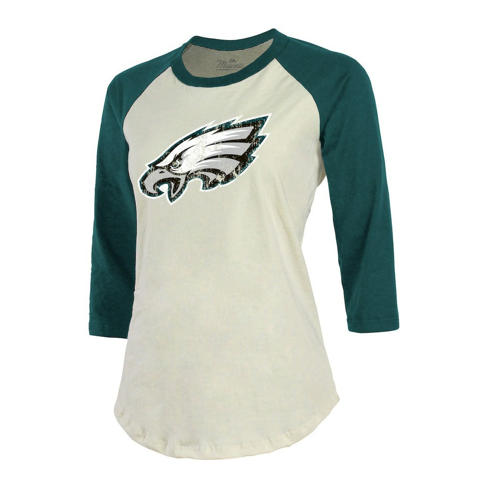 Philadelphia Eagles Jalen Hurts  Majestic Threads Women's Player Raglan Name & Number Fitted 3/4-Sleeve T-Shirt | NFL New